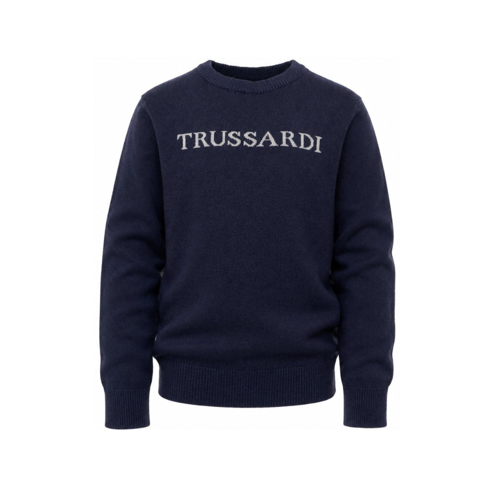 Maglione per bambino Trussardi Kids blu con ricamo logo TBA26021MA BLUE NAVAL TRUSSARDI KIDS