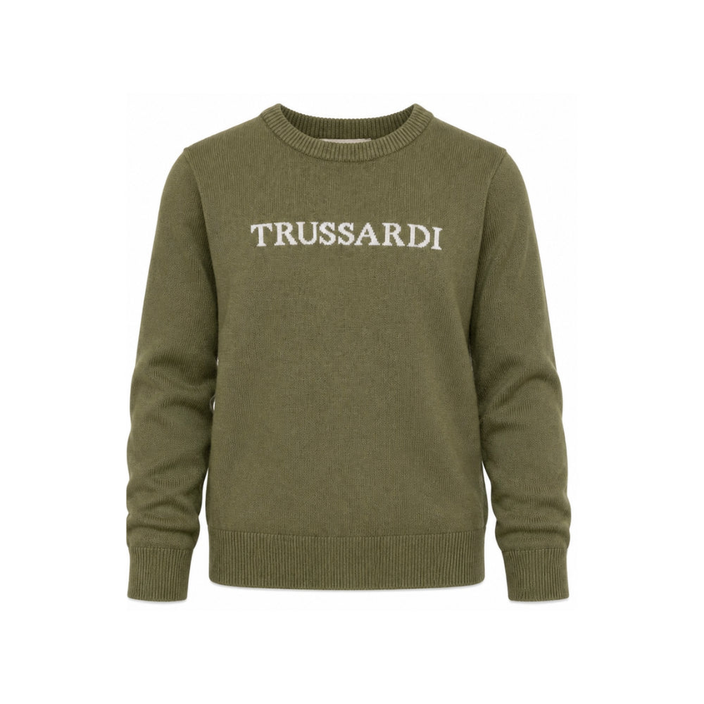 Maglione per bambino Trussardi Kids verde con ricamo logo TBA26021MA CYPRESS TRUSSARDI KIDS