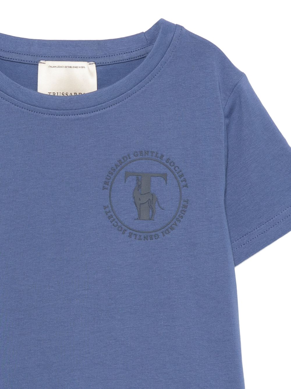 T-shirt per bambino Trussardi Kids blu con stampa con logo sul petto TBA26022TS AVIO TRUSSARDI KIDS