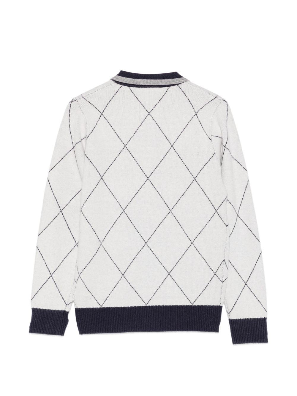 Cardigan per bambino Trussardi Junior bianco con motivo a rombi TBA26028CD OFF-WHITE TRUSSARDI KIDS