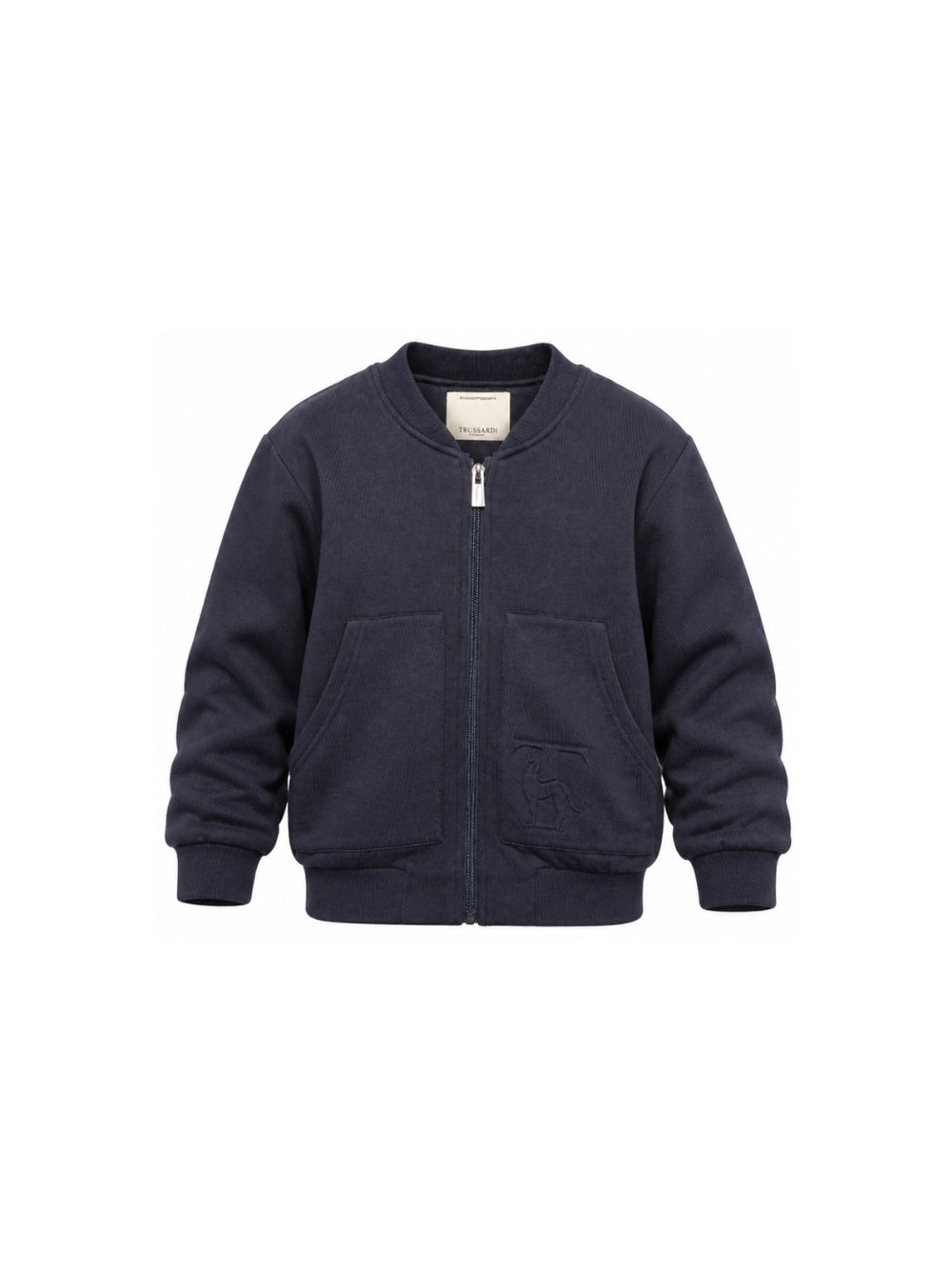 Felpa per bambino Trussardi Kids blu con tasche a marsupio TBA26053FE BLUE NAVAL TRUSSARDI KIDS