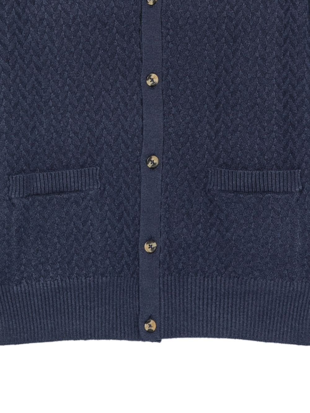 Cardigan per bambino Trussardi Kids blu con lavorazione a maglia intrecciata TBA26059CD BLUE NAVAL TRUSSARDI KIDS