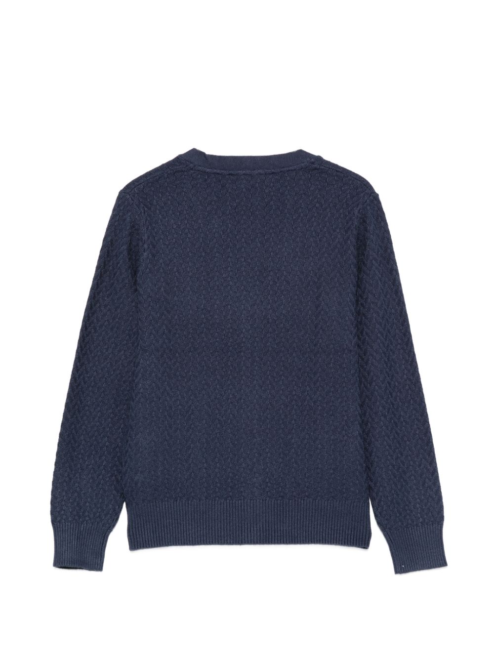 Cardigan per bambino Trussardi Kids blu con lavorazione a maglia intrecciata TBA26059CD BLUE NAVAL TRUSSARDI KIDS