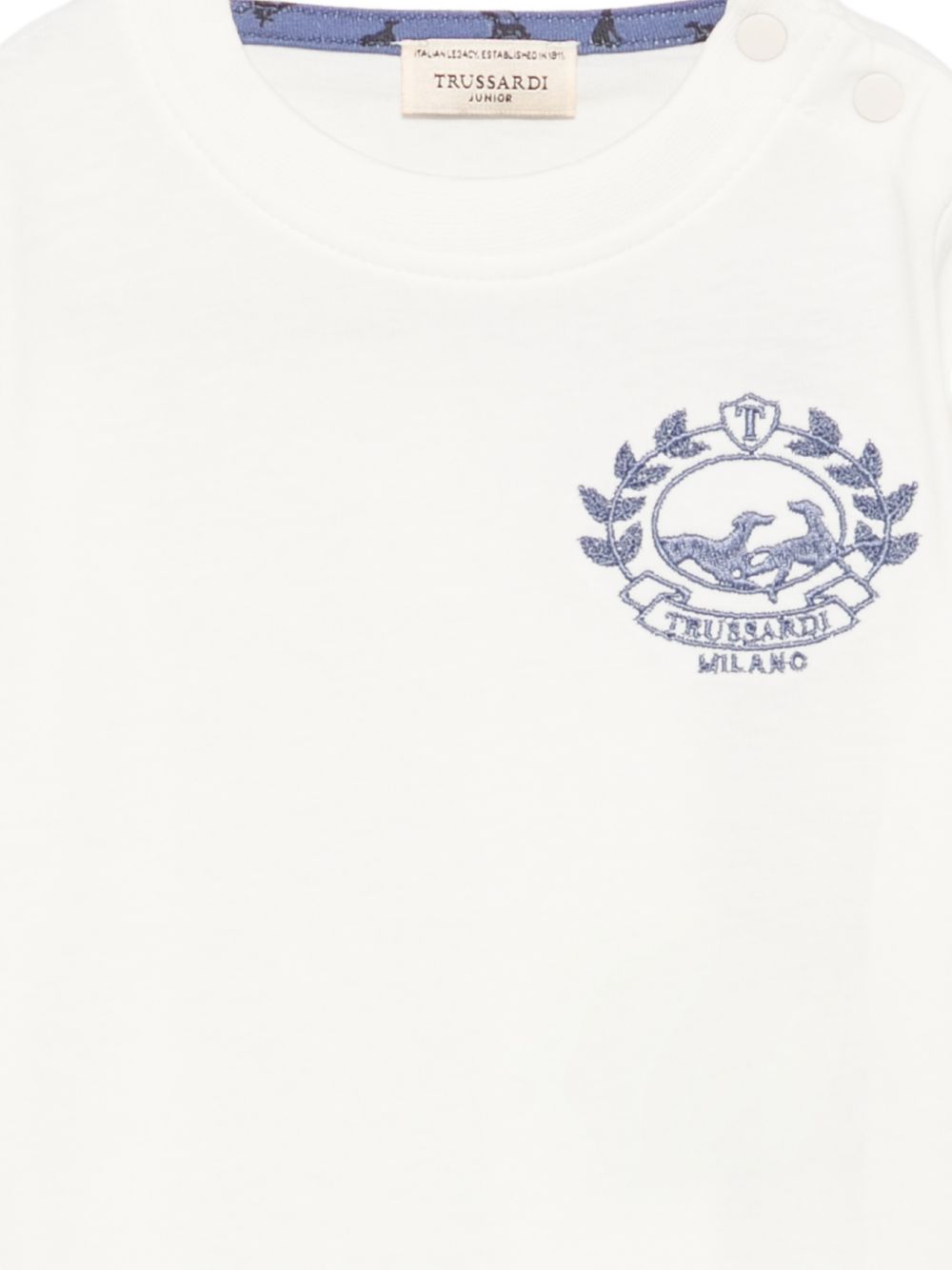 Felpa per neonato Trussardi Kids bianca con logo ricamato TIA26065TS OFF-WHITE TRUSSARDI KIDS