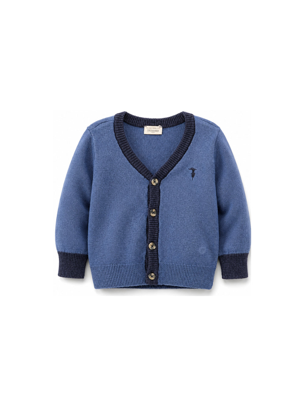 Cardigan per neonato Trussardi Kids blu con bordi a contrasto TIA26071CD AVIO TRUSSARDI KIDS