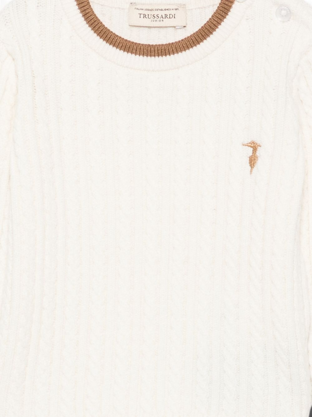 Maglione per neonato Trussardi Kids bianco con lavorazione in maglia TIA26084MA OFF-WHITE TRUSSARDI KIDS
