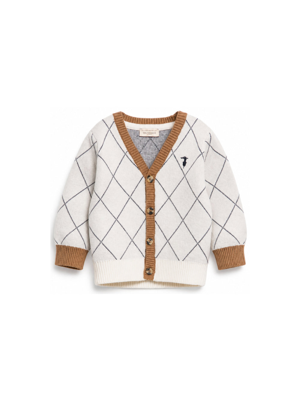Cardigan per neonato Trussardi Kids bianco con motivo a quadri TIA26095CD OFF-WHITE TRUSSARDI KIDS