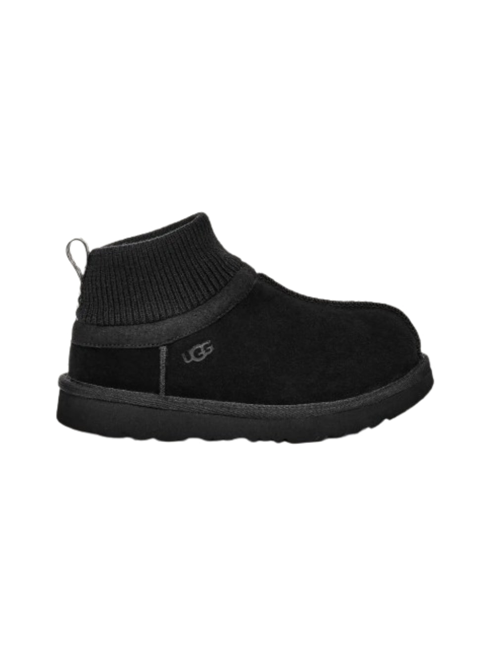 Stivali Classic Ultra Mini Stretch Cuff per bambini UGG Kids neri con gambale in tessuto a coste 1157702T BLK UGG KIDS
