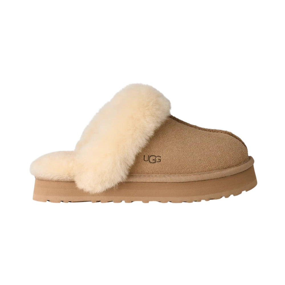Ciabatte Disquette per bambina Ugg Kids beige con collarino in montone 1171199K SAN UGG KIDS