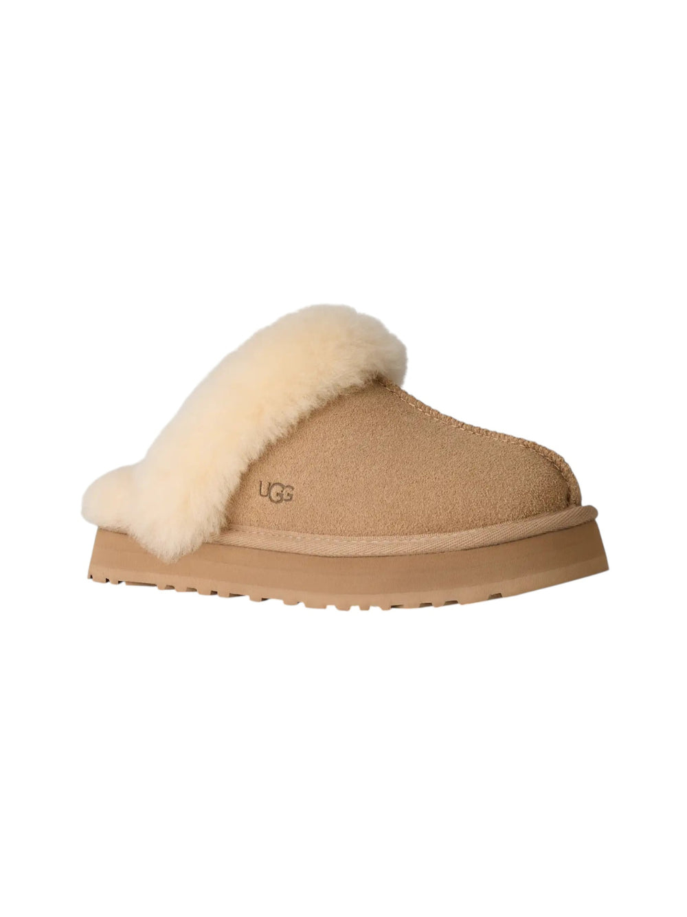 Ciabatte Disquette per bambina Ugg Kids beige con collarino in montone 1171199K SAN UGG KIDS