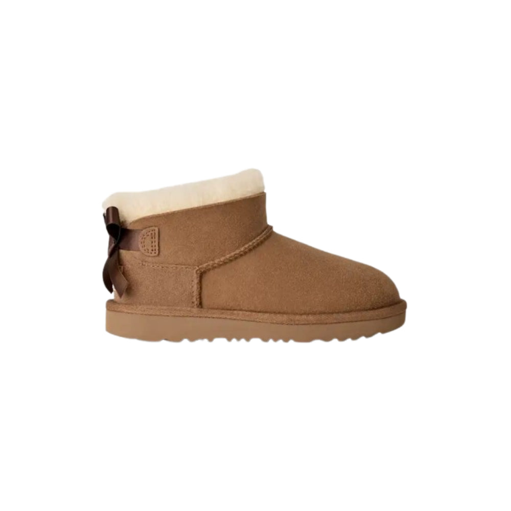 Stivali Ultra Mini Bailey Bow per bambina Ugg Kids marroni con fiocco in raso sul retro 1185920K CHE UGG KIDS