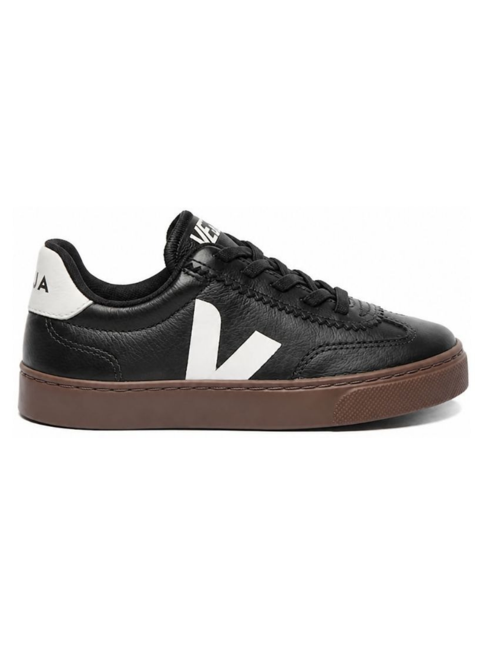 Sneakers per bambino Veja Kids nere con dettaglio logo SY2021015 BLACK WHITE BARK VEJA KIDS