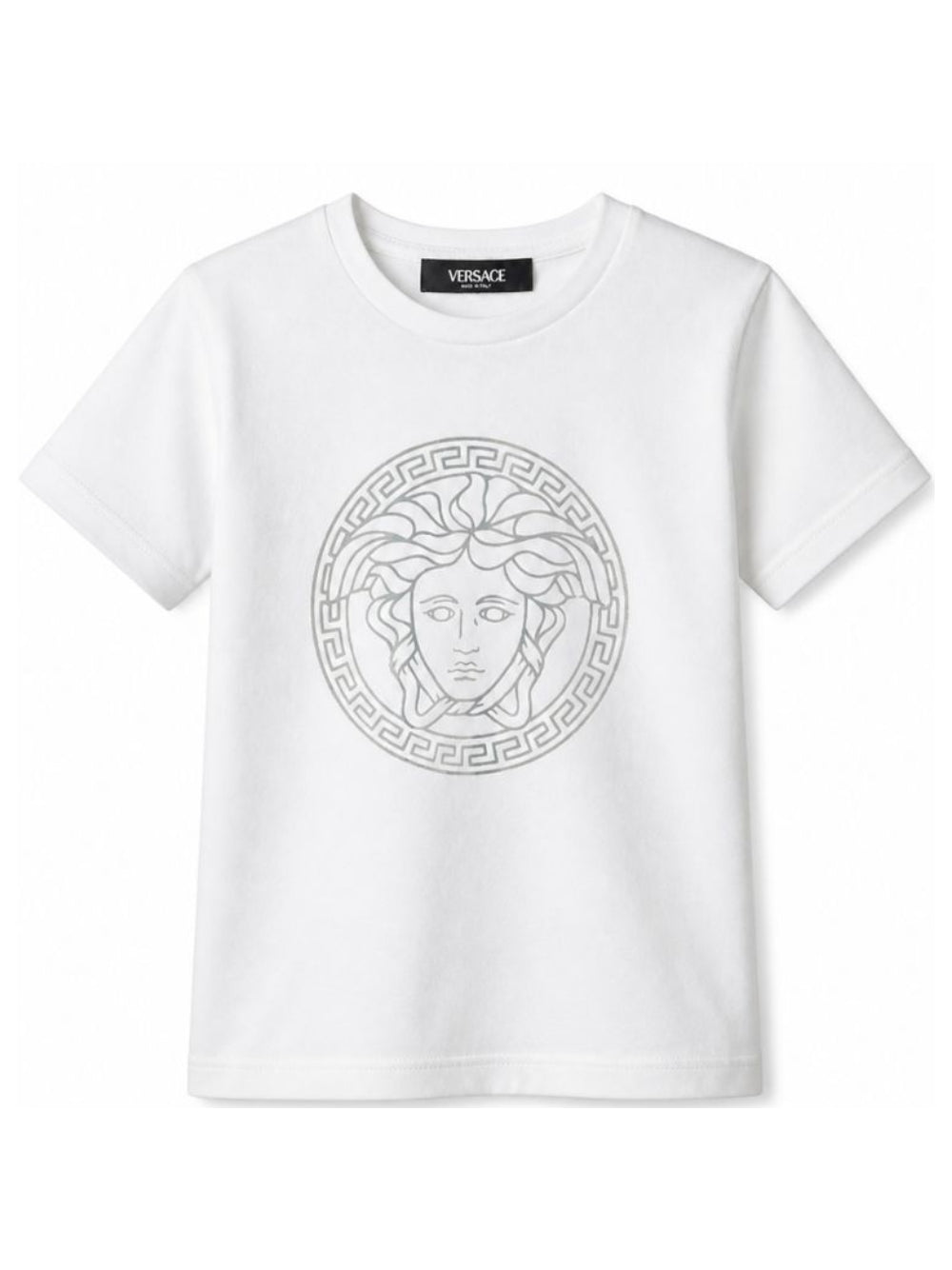 T-shirt per bambini Versace Kids bianca con stampa medusa sul davanti 10002391A11718 2W270 VERSACE KIDS