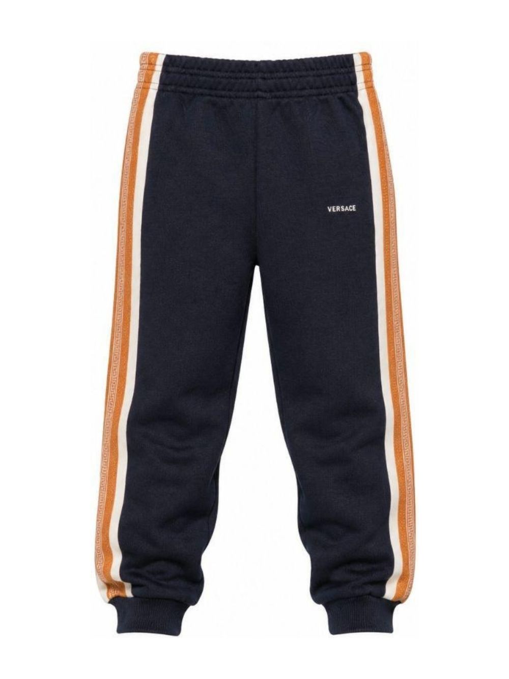 Pantaloni sportivi per bambino Versace Kids blu con bande laterali con motivo Greca 10249321A18120 6UG70 VERSACE KIDS