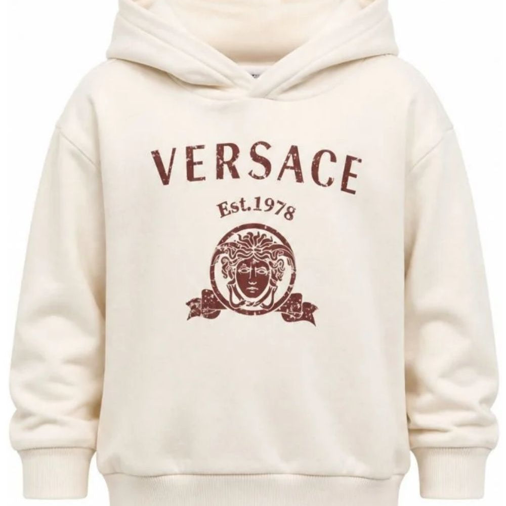 Felpa per bambino Versace Kids beige con stampa grafica 10249501A18126 2YE00 VERSACE KIDS