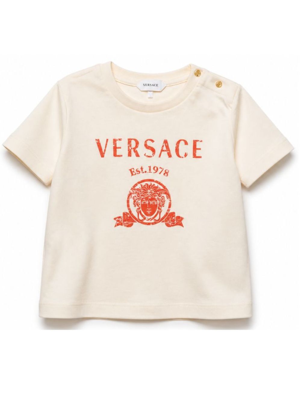 T-shirt per neonati Versace Kids beige con logo sul davanti 10251541A18123 2YE00 VERSACE KIDS
