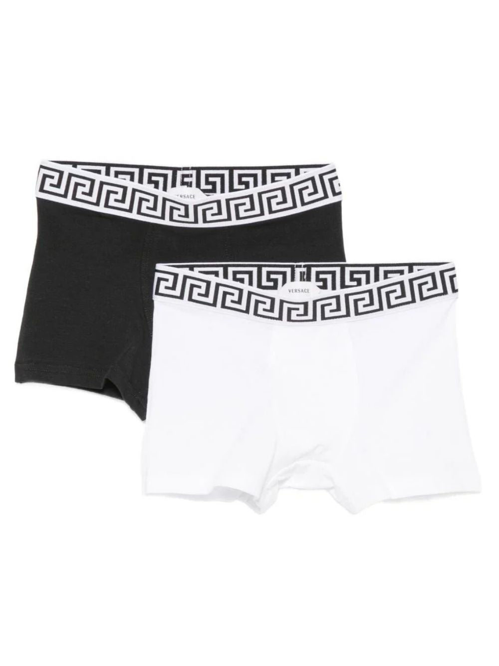 Set due boxer per bambino Versace Kids bianco e nero con stampa Greca 10252441A18280 2W020 VERSACE KIDS