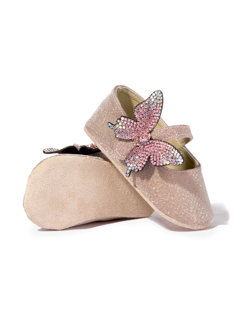 Ballerine per neonata BabyWalker Kids rosa con glitter e decorazione a farfalla PB1644 DUSTY PINK BABYWALKER KIDS