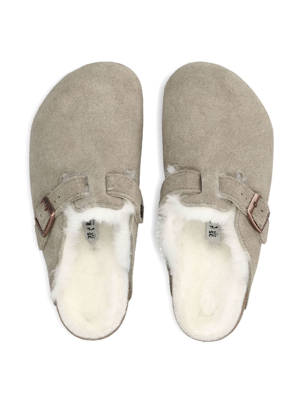 Ciabatte Boston per bambini Birkenstock Kids grigie con fodera in shearling 1030480 TAUPE BIRKENSTOCK KIDS