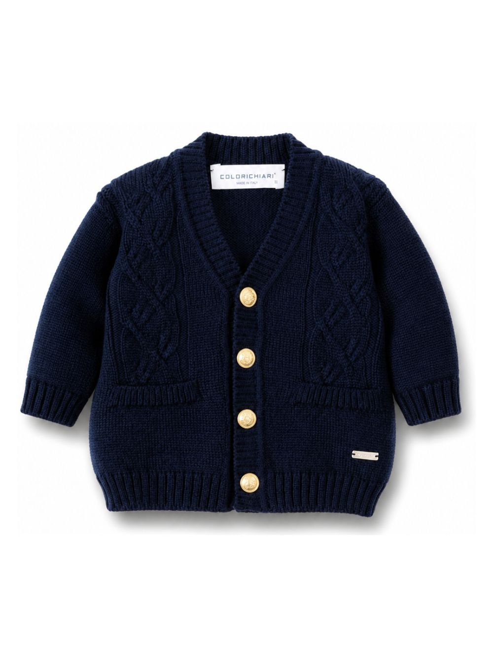 Cardigan per neonato Colorichiari blu con bottoni color oro MF848757 2088 60 COLORICHIARI KIDS