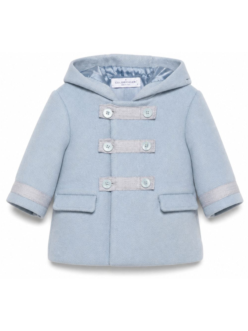 Cappotto per neonato Colorichiari azzurro con finitura in rilievo MN118825 4729 5098 COLORICHIARI KIDS