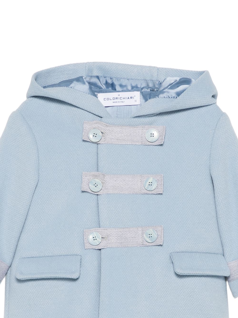 Cappotto per neonato Colorichiari azzurro con finitura in rilievo MN118825 4729 5098 COLORICHIARI KIDS