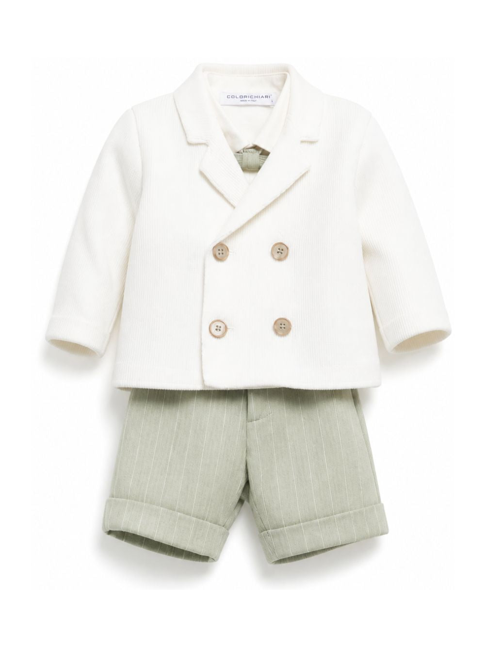 Set giacca camicia pantaloni e papillon per neonato Colorichiari multicolore con motivo gessato MN408718 5004b 36 COLORICHIARI KIDS