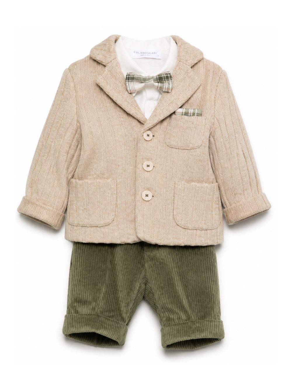 Set giacca camicia pantaloni e papillon per neonato Colorichiari multicolore con trama a coste MN508720 4989 26 COLORICHIARI KIDS