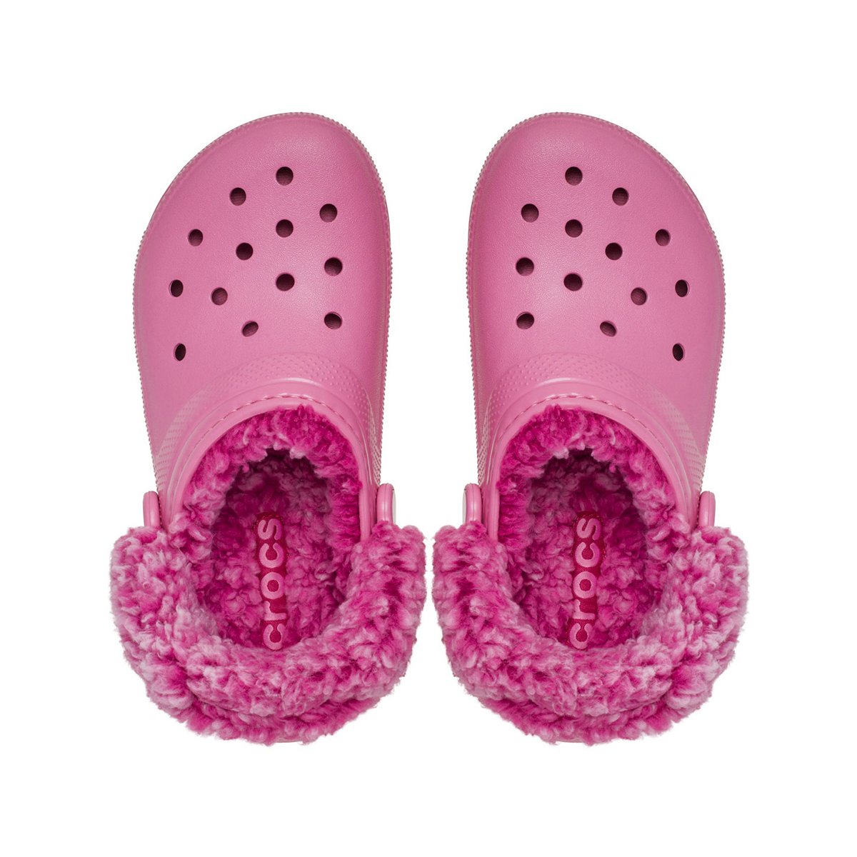 Ciabatte Fleece Lined Clog K per bambina Crocs Kids rosa con cinturino in pile sherpa 212857 QURO CROCS KIDS