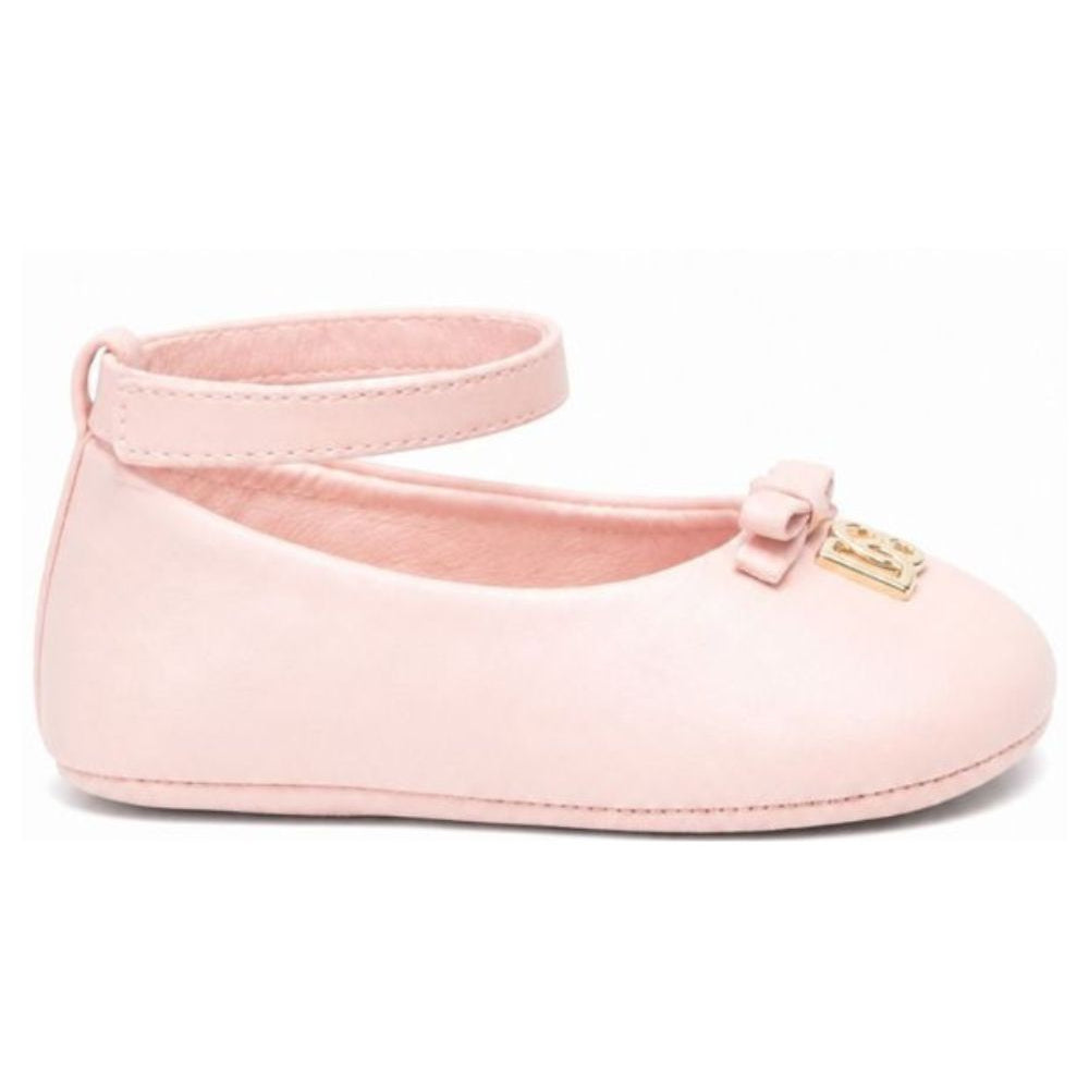 Ballerine per neonata Dolce & Gabbana Kids rosa con placca logo DK0065 AB793 80400 DOLCE & GABBANA KIDS