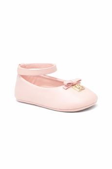 Ballerine per neonata Dolce & Gabbana Kids rosa con placca logo DK0065 AB793 80400 DOLCE & GABBANA KIDS