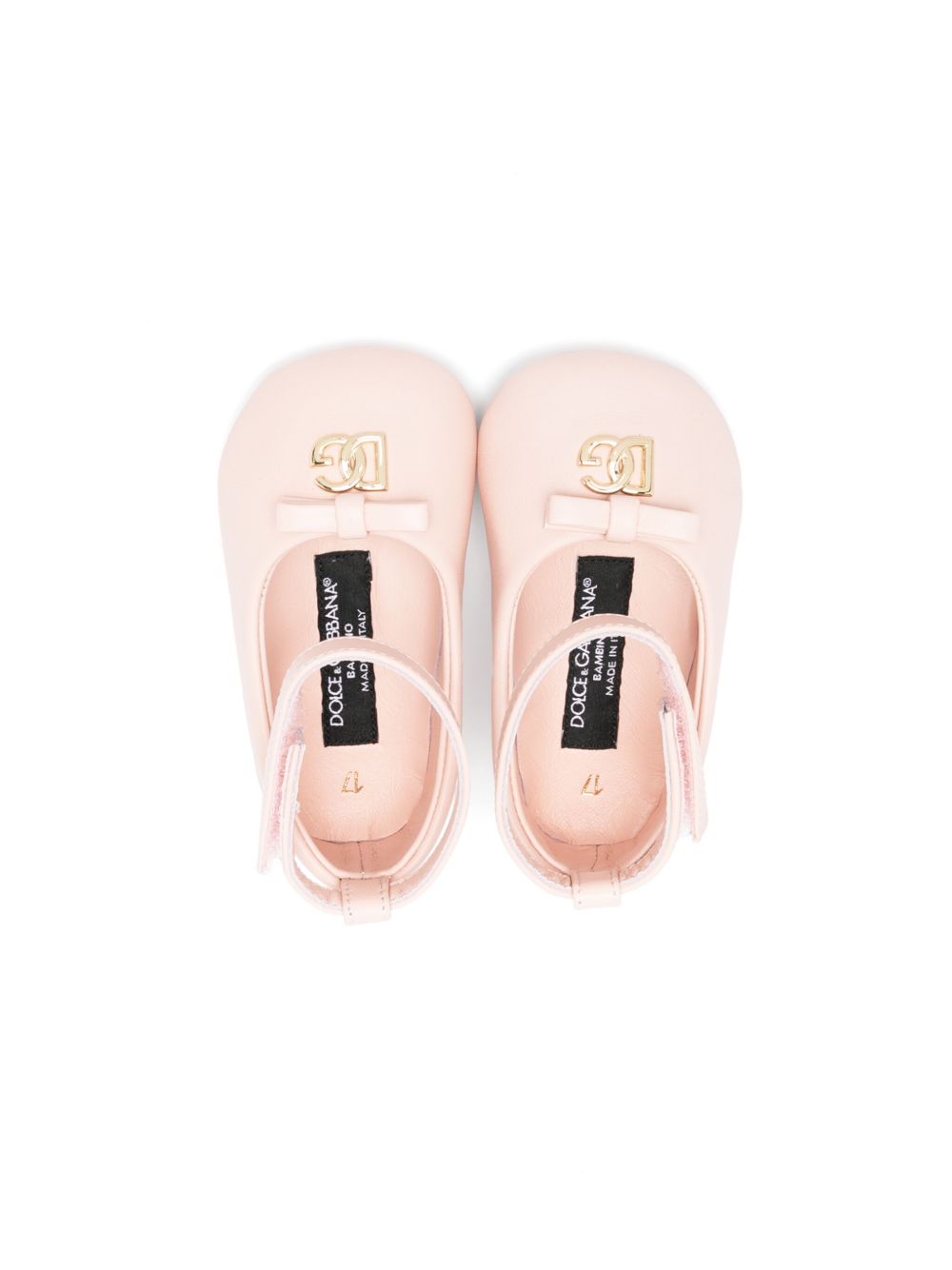Ballerine per neonata Dolce & Gabbana Kids rosa con placca logo DK0065 AB793 80400 DOLCE & GABBANA KIDS