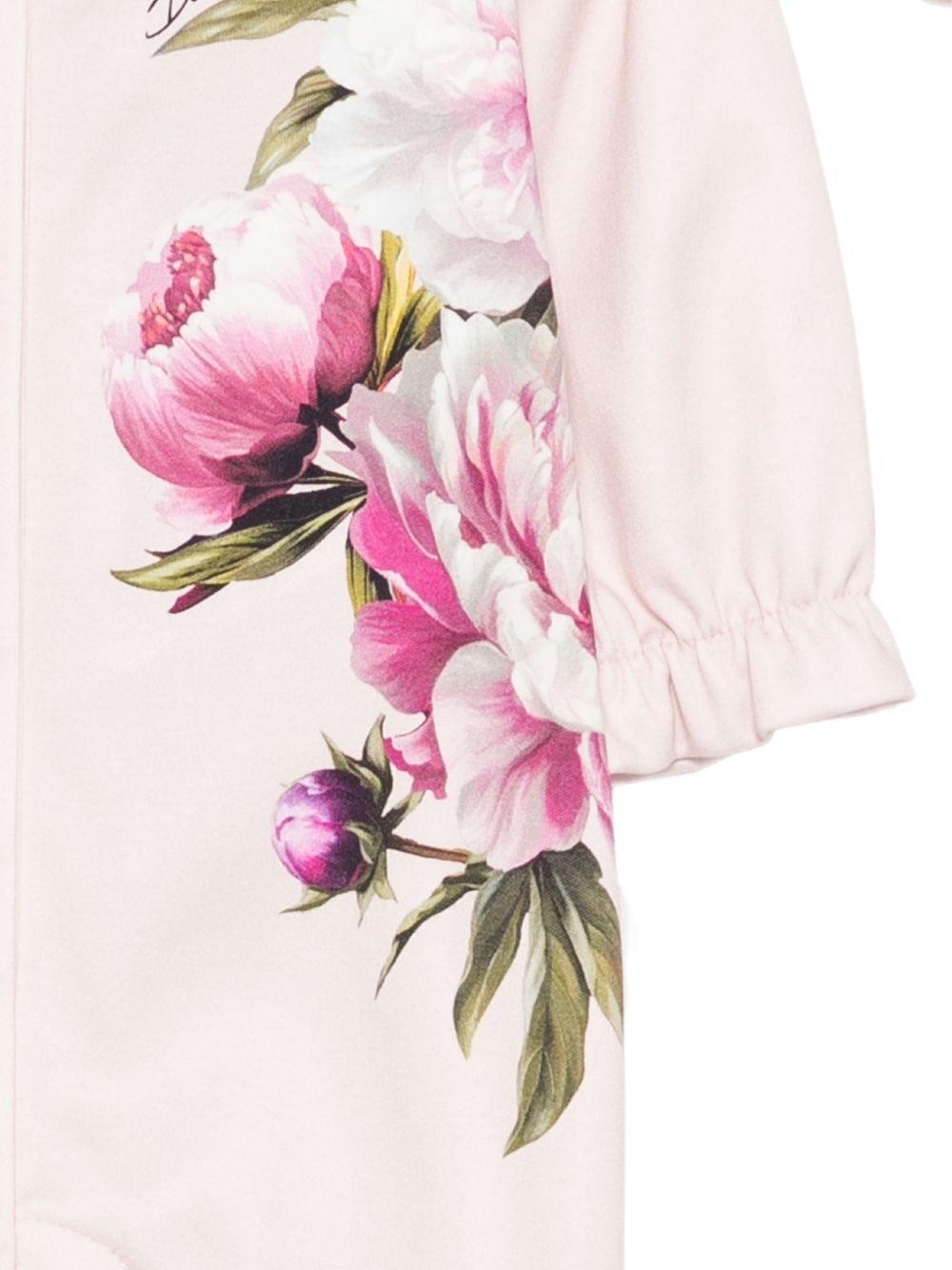 Set tutina, bavaglino e berretto per neonata Dolce & Gabbana Kids rosa con stampa floreale L2JO5I G7Q0N HF6FZ DOLCE & GABBANA KIDS