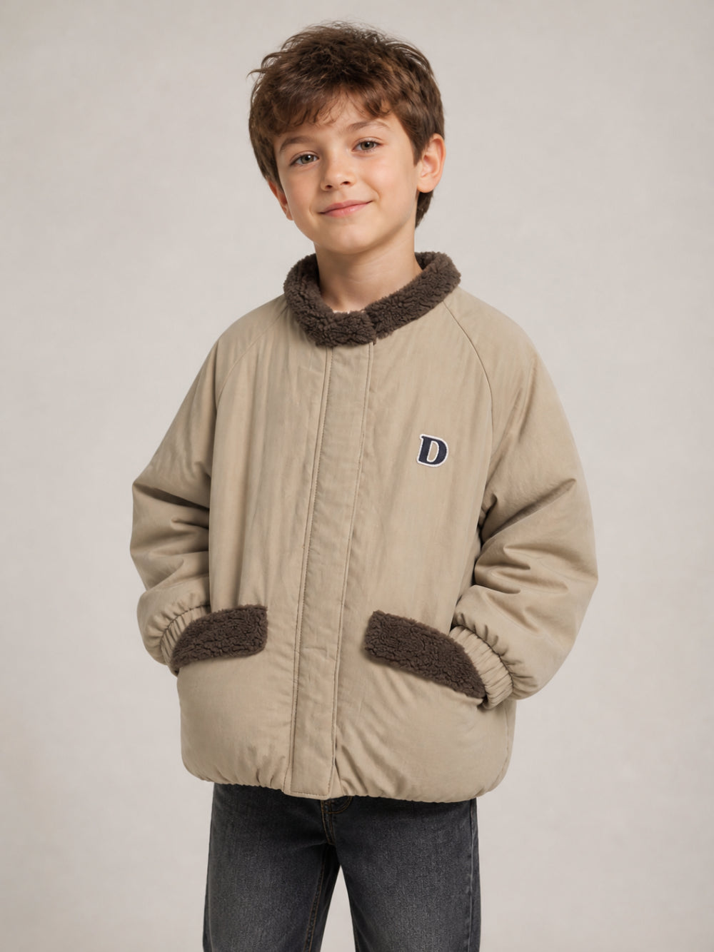 Bomber Oscor per bambino Donsje Kids verde con applicazione con logo sul petto 4121600 00016 DONSJE KIDS