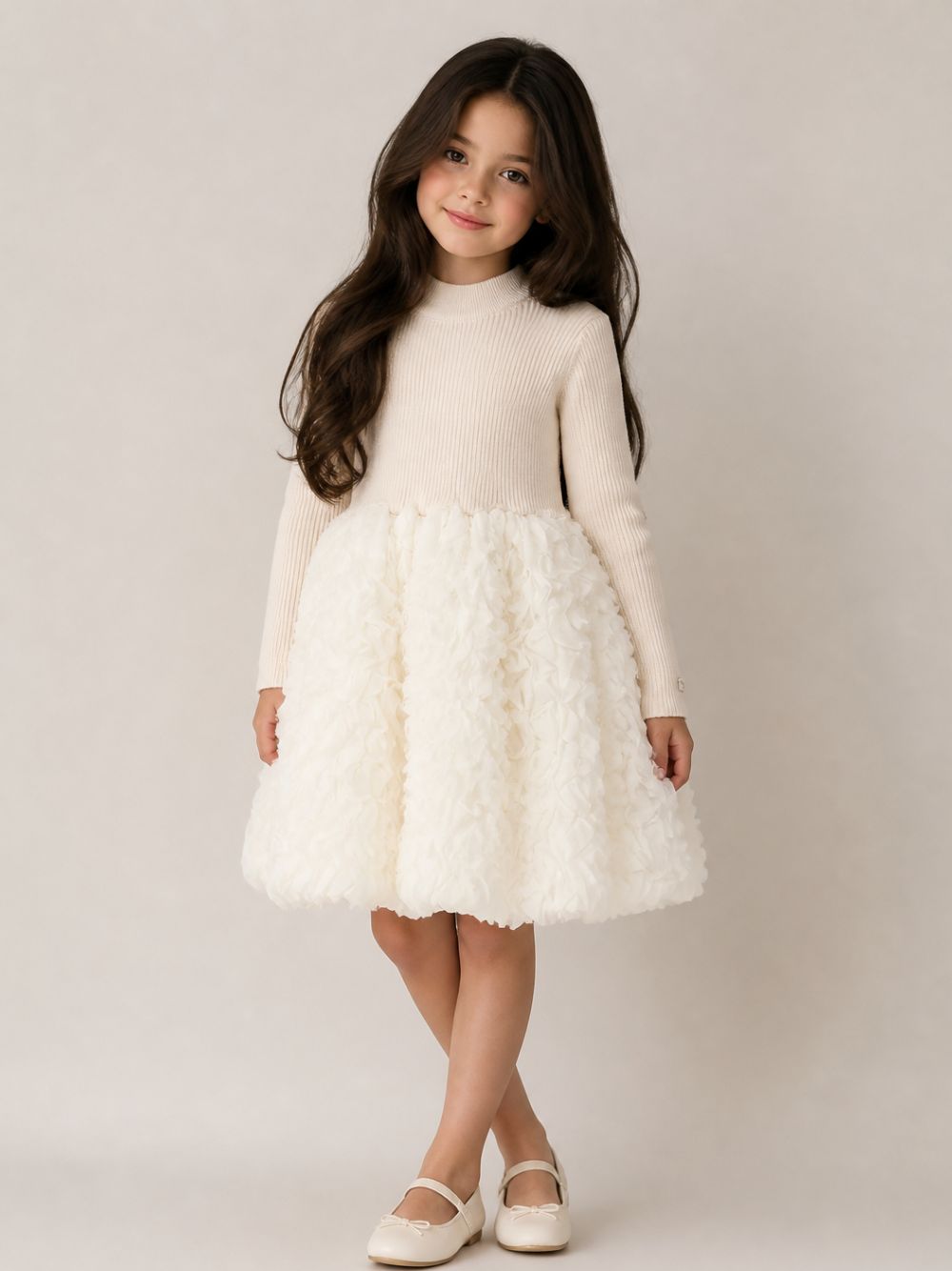 Abito per bambina Donsje Kids bianco con gonna a balze 4122200 00009 DONSJE KIDS