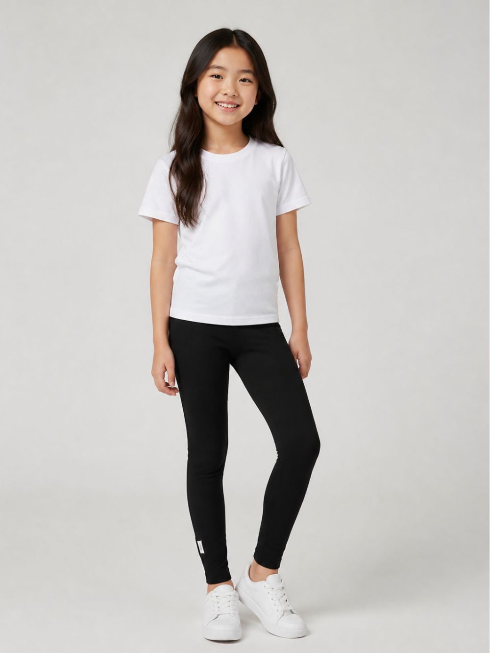 Leggings per bambina Douuod Kids nero con dettaglio logo DY6A20 J0331 930 DOUUOD KIDS