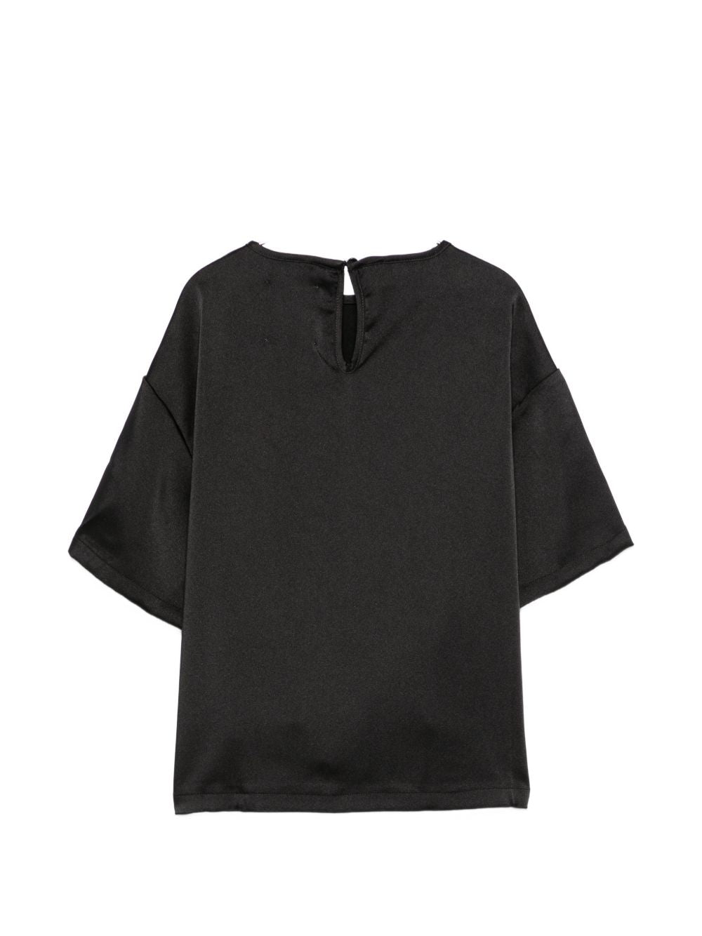 T-shirt per bambina Douuod Kids nera con finitura in raso DZ5A11 Z4087 930 DOUUOD KIDS