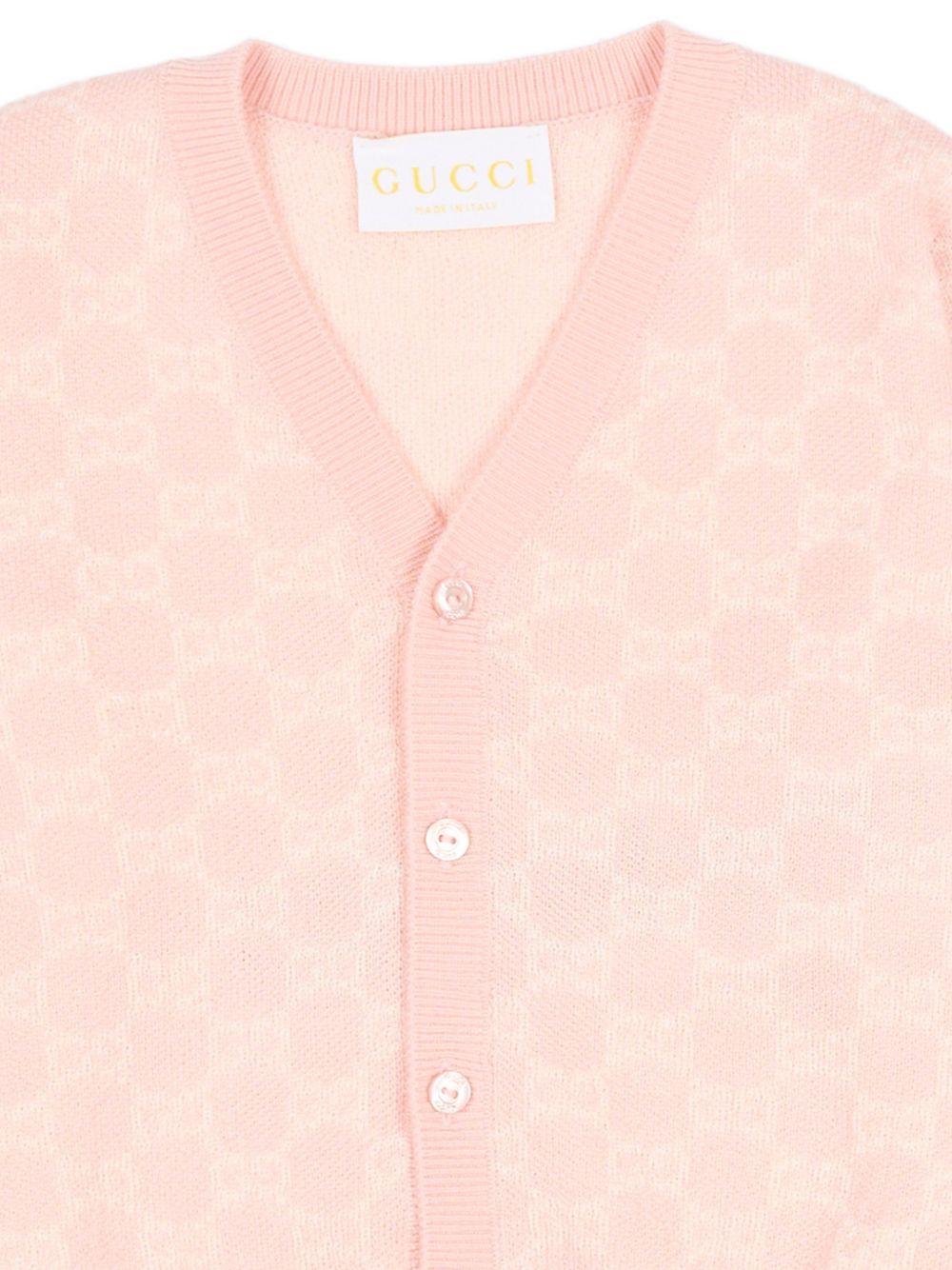 Cardigan per neonata Gucci Kids rosa con motivo GG jacquard 834348XKEZP 5012 GUCCI KIDS