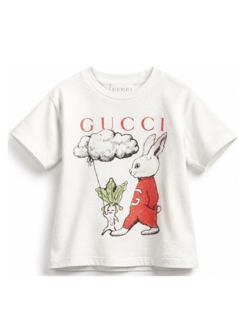 T-shirt per neonato Gucci Kids bianca con stampa coniglietto 837171XJHY9 9214 GUCCI KIDS