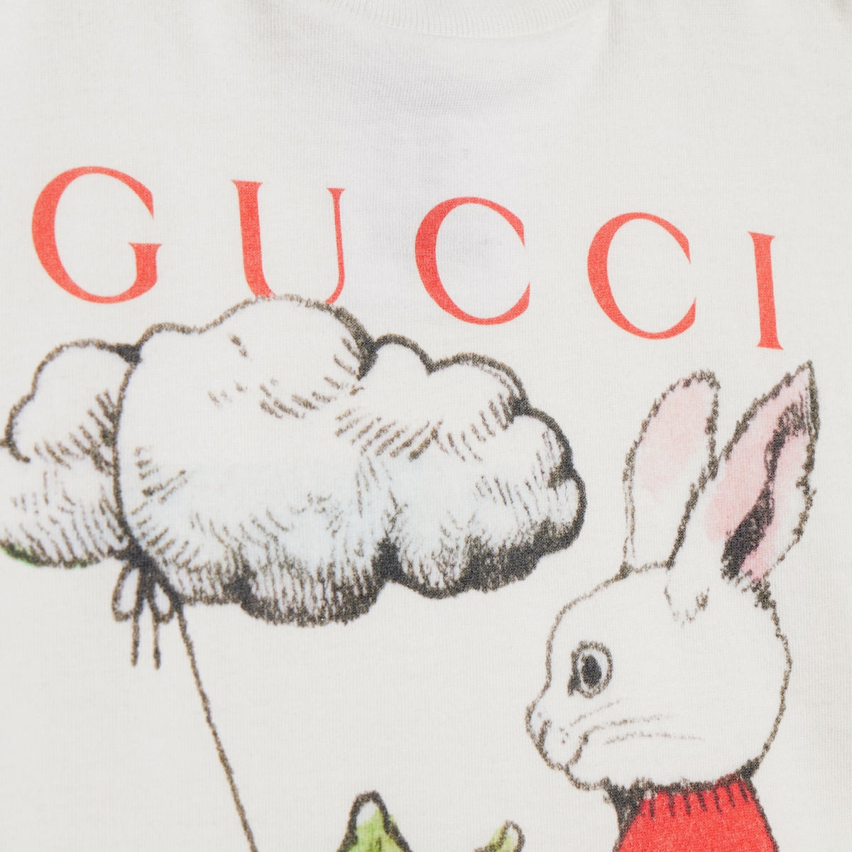 T-shirt per neonato Gucci Kids bianca con stampa coniglietto 837171XJHY9 9214 GUCCI KIDS