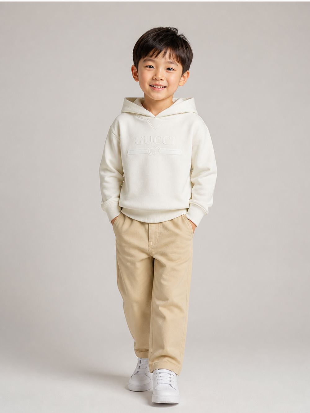 Felpa per bambini Gucci Kids bianca con logo sul davanti 855554XJHXM 9043 GUCCI KIDS
