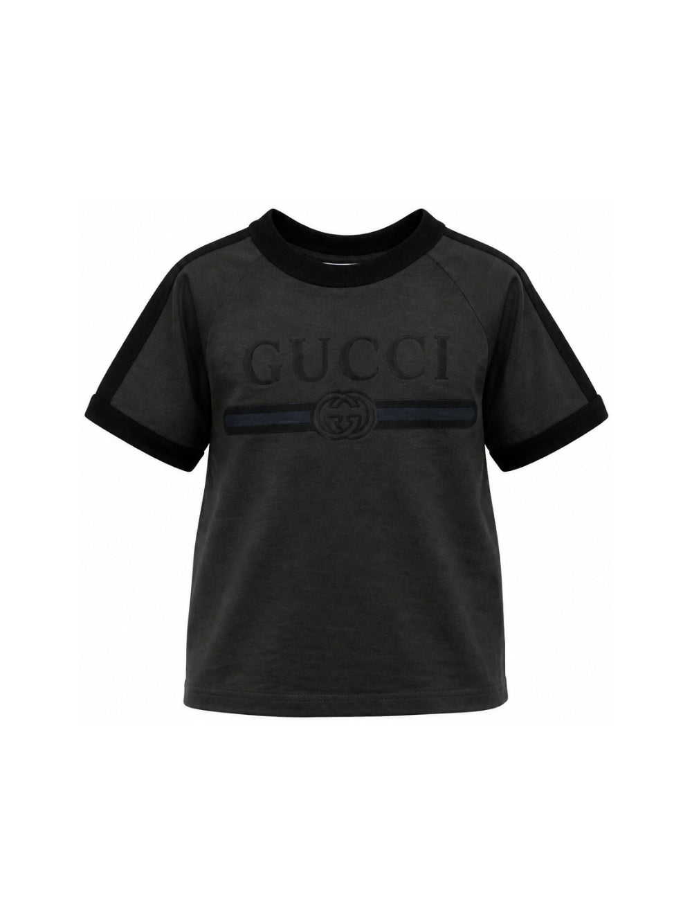 T-shirt per bambino Gucci Kids nera con logo sul davanti 864634XJHW6 1073 GUCCI KIDS