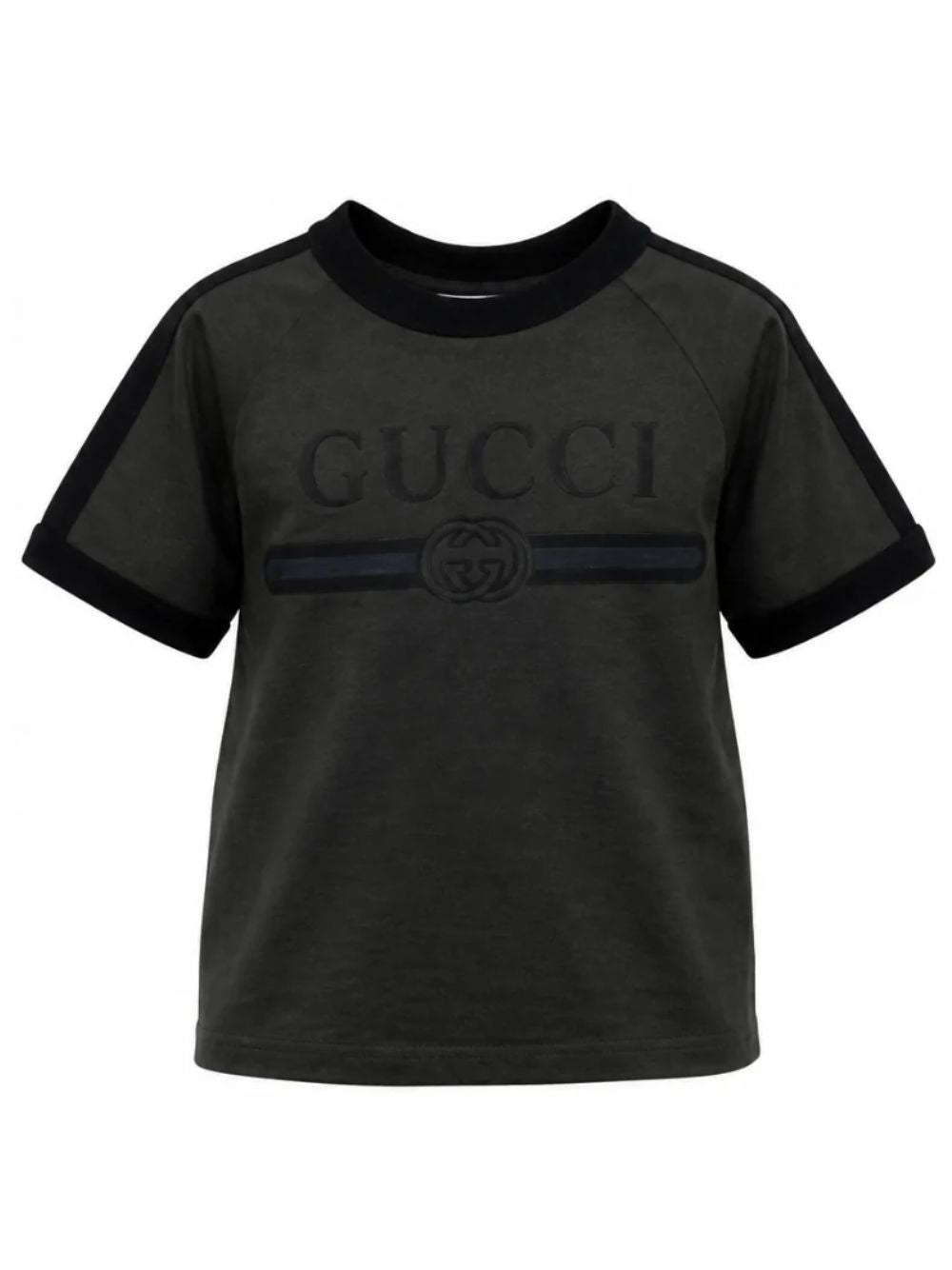 T-shirt per bambino Gucci Kids nera con logo sul davanti 864634XJHW6 1073 GUCCI KIDS