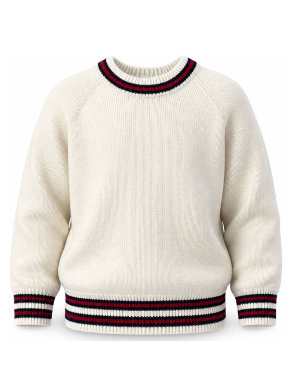 Maglione per bambino Gucci Kids bianco con dettaglio nastro Web rosso e blu 866830XKFLG 9098 GUCCI KIDS
