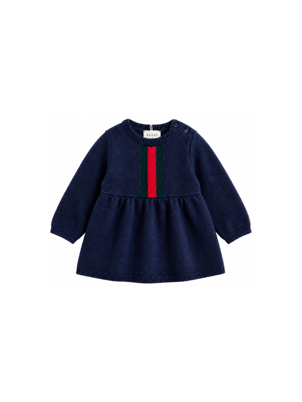 Abito per neonata Gucci Kids blu con dettaglio nastro Web rosso e verde 867923XKFKT 4154 GUCCI KIDS