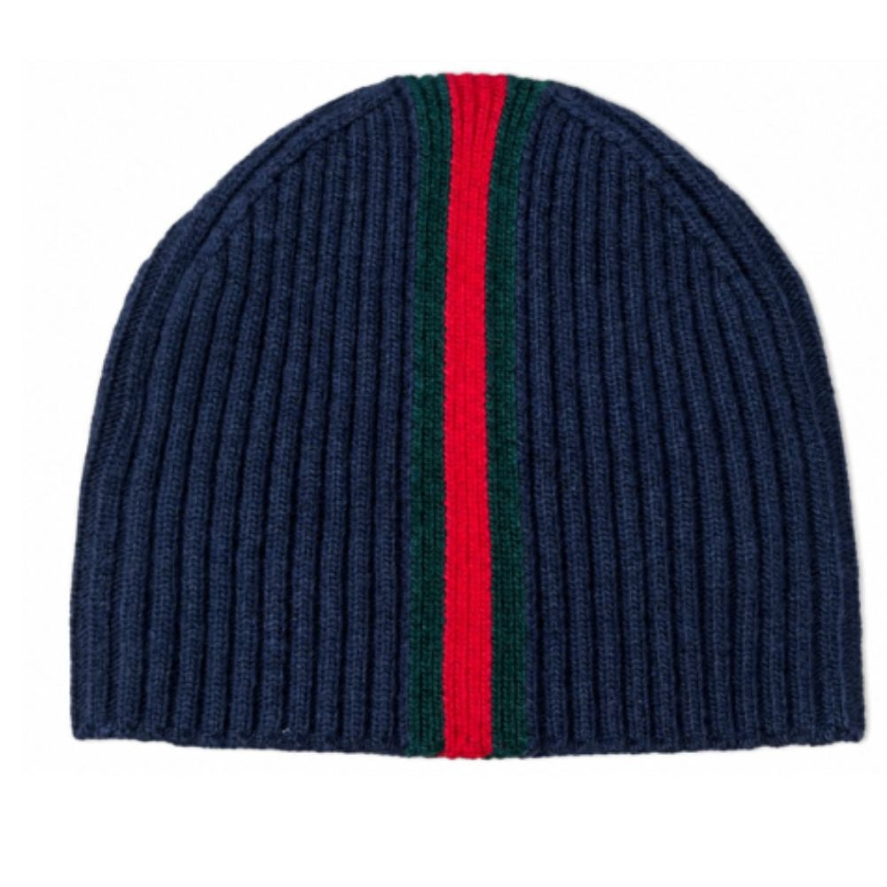 Cappello per bambino Gucci Kids blu con dettaglio nastro Web rosso e verde 8710214KADM 4066 GUCCI KIDS