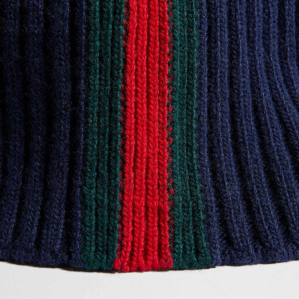 Cappello per bambino Gucci Kids blu con nastro Web rosso e verde 8710253KACH 4066 GUCCI KIDS