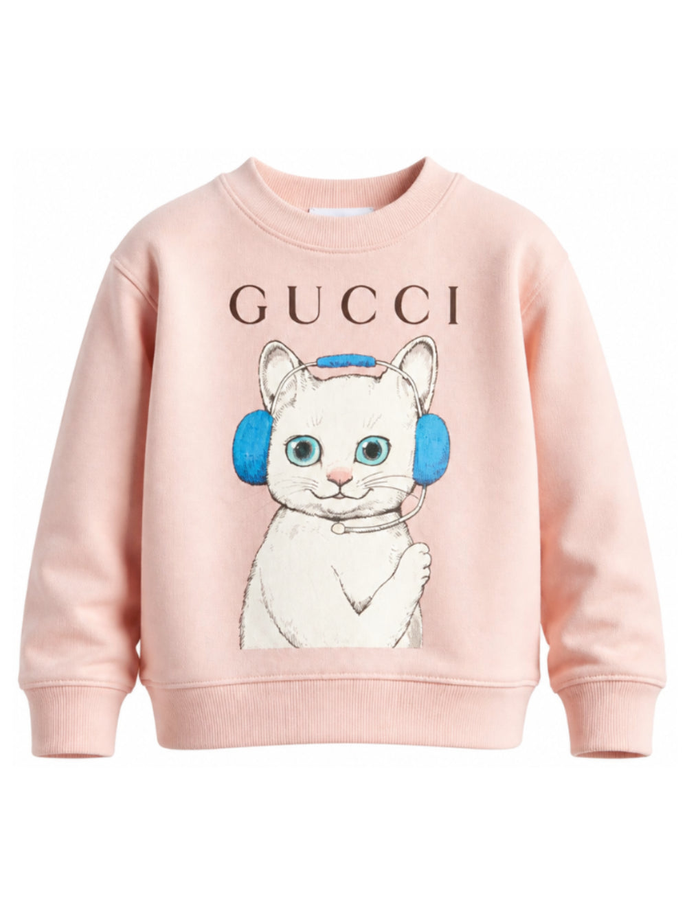 Felpa per bambina Gucci Kids rosa con stampa gatto 873824XJHY5 5967 GUCCI KIDS