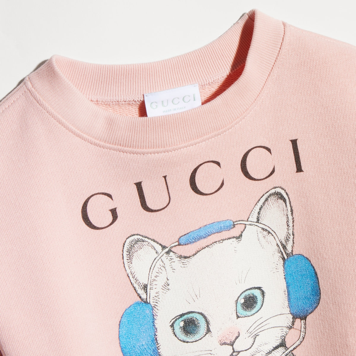 Felpa per bambina Gucci Kids rosa con stampa gatto 873824XJHY5 5967 GUCCI KIDS