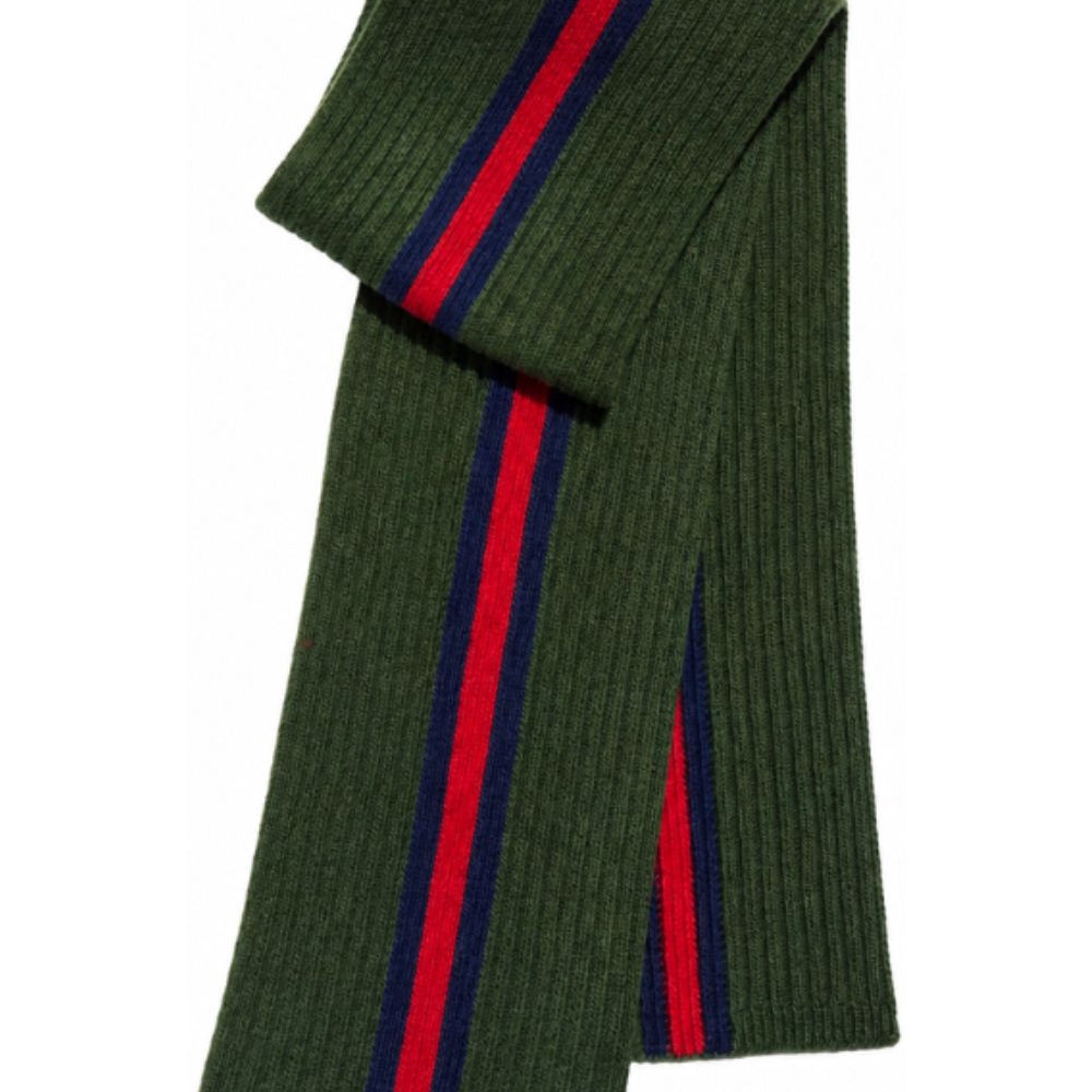 Sciarpa per bambini Gucci Kids verde con nastro Web blu e rosso 8738604K206 3268 GUCCI KIDS